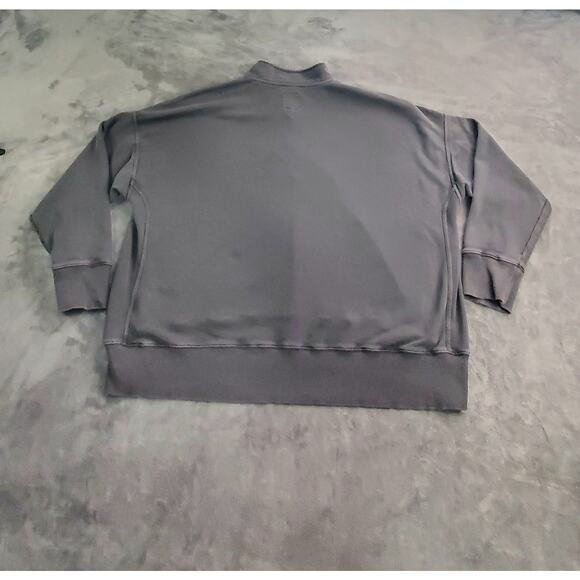 Aerie Mock Neck Oversize Sz XXL Womens Sweatshirt Dark Gray Buttons Pockets C25 - Picture 8 of 9